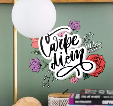 Wandtattoo zitat nutze den tag mit blumen - TenStickers