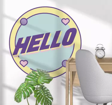 Wandtattoo zitat hallo mit herzen und kreisen - TenStickers
