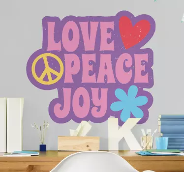Wandtattoo zitat liebe frieden freude - TenStickers