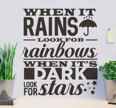 Wandtattoo zitat suche nach regenbögen und sternen - TenStickers