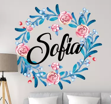 Wandtattoo zuhause personalisierter blumenkranz - TenStickers