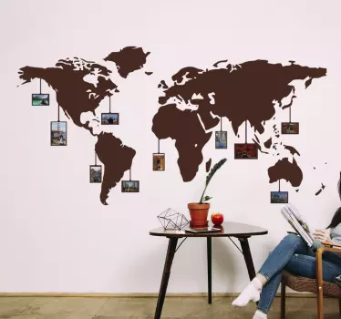 Welt in fotos weltkarte wandtattoo - TenStickers