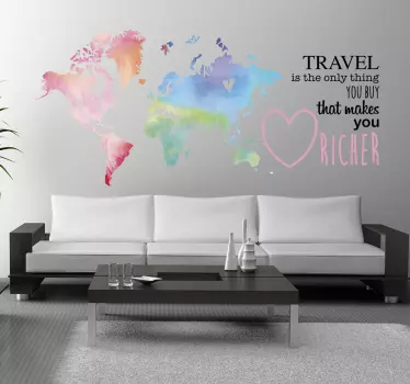 Weltkarte Reise Spruch Wandtattoo - TenStickers