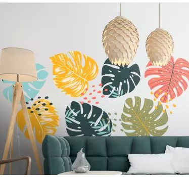 Wohnzimmer Wandtattoo Große moderne blätter - TenStickers