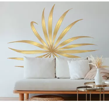 Goldene Palmblätter Wandtattoo Wohnzimmer - TenStickers