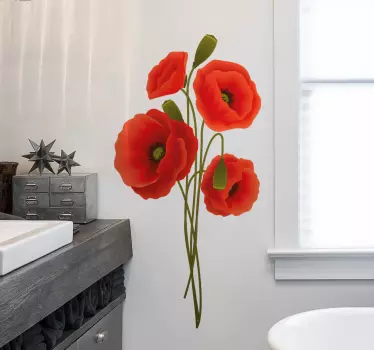 Zarte Mohnblume Wandtattoo Badezimmer - TenStickers