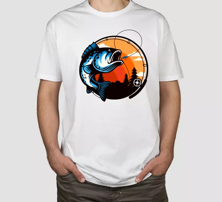 Bass Fisch Fischen illustration individuelles T-Shirt - TenStickers