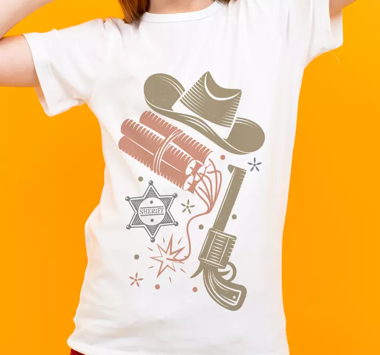 Cowboy Elemente Muster T-Shirt Design - TenStickers