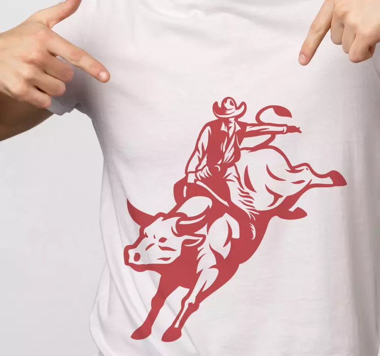 Cowboy, der ein stier-t-shirt reitet - TenStickers