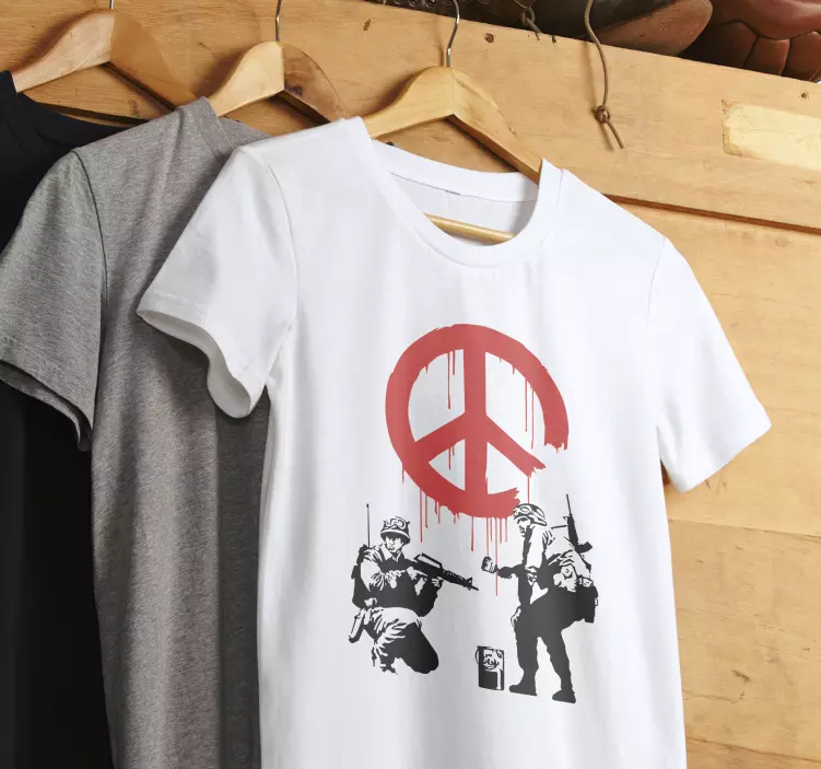 Friedenszeichen banksy individuelles T-Shirt - TenStickers