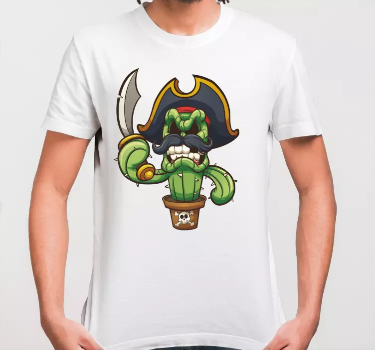 Kaktus-cartoon-pirat benutzerdefiniertes T-Shirt - TenStickers