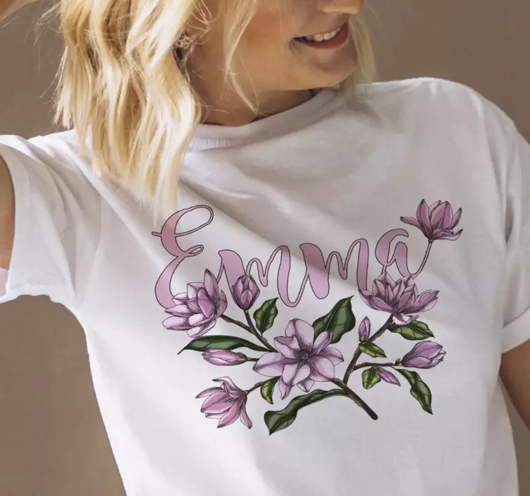 Magnolien mit Namen personalisiertes T-shirt - TenStickers