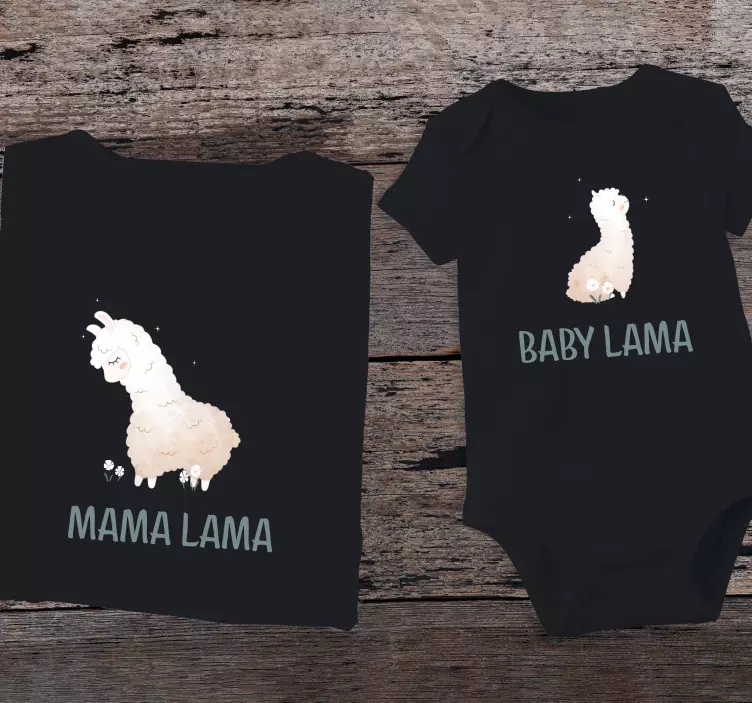 Mutter Tochter T Shirt Baby-lama und mutter-lama - TenStickers