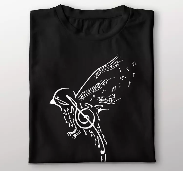 Musiknoten vögel individuelles T-Shirt - TenStickers