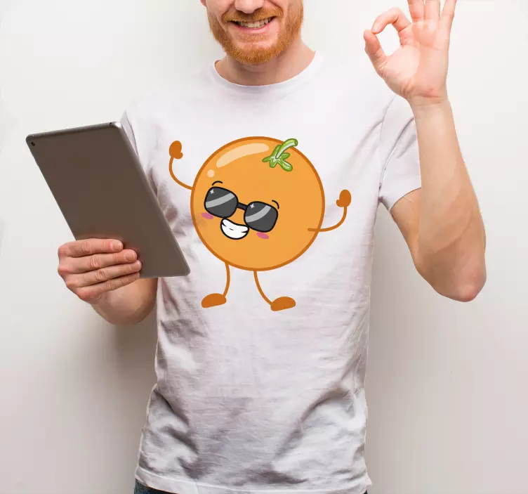 Orange cartoon mit sonnenbrille individuelles T-Shirt - TenStickers