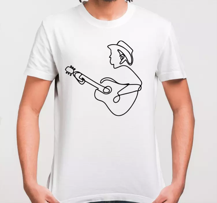 Original T Shirt durchgehende linie gitarrenspieler - TenStickers