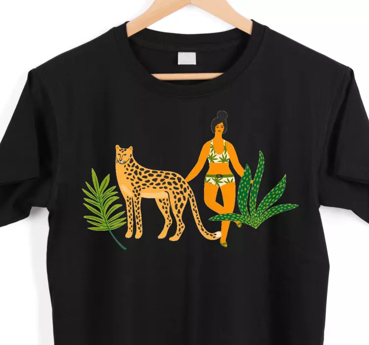 Original T Shirt leopard und frau kunst - TenStickers