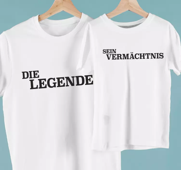 Vater Sohn T Shirt Leyenda y legado texto - TenStickers
