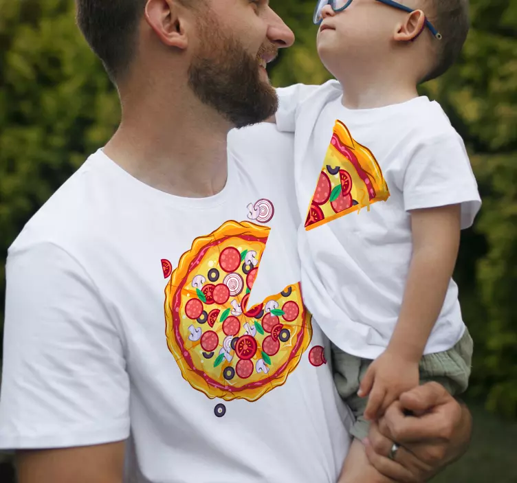 Vater Sohn T Shirt Pizza stück - TenStickers
