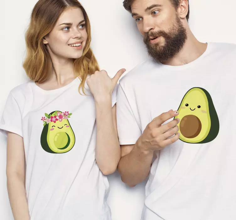 Pärchen T Shirts Aguacate cartoon con semilla - TenStickers