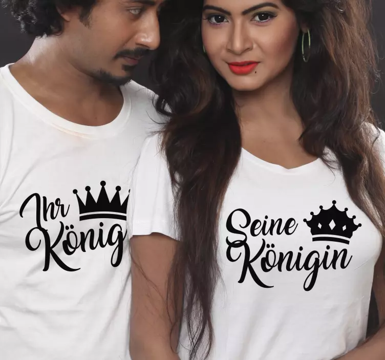 Pärchen T Shirts Einfarbige kronen mit text - TenStickers