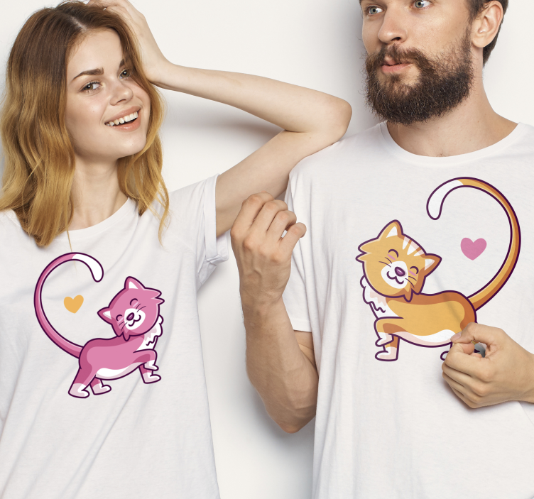 Pärchen T Shirts Katzen verliebt - TenStickers
