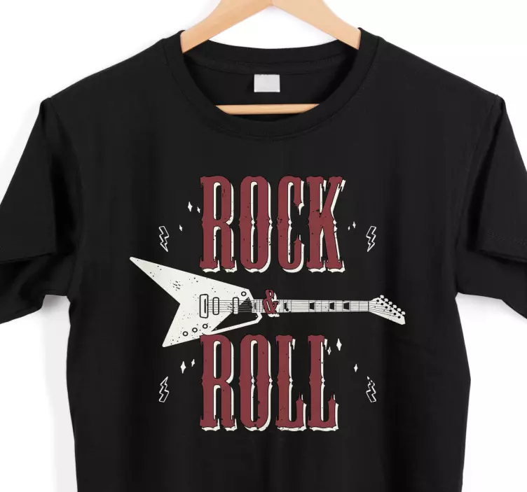 Rock'n'roll mit gitarrendesign individuelles T-Shirt - TenStickers