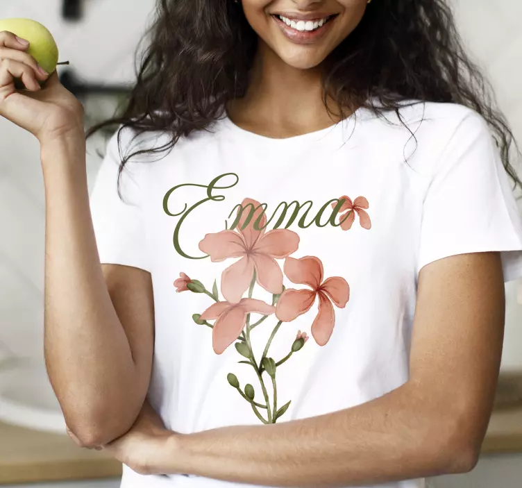 Schöne Blume mit Namen t-shirt - TenStickers