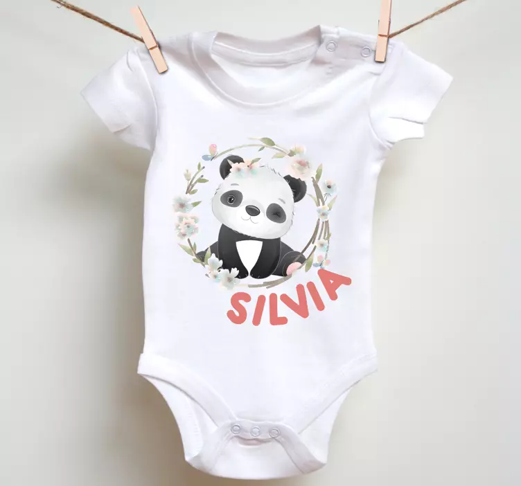 T-Shirt Baby Süße tiere panda mit Namen - TenStickers