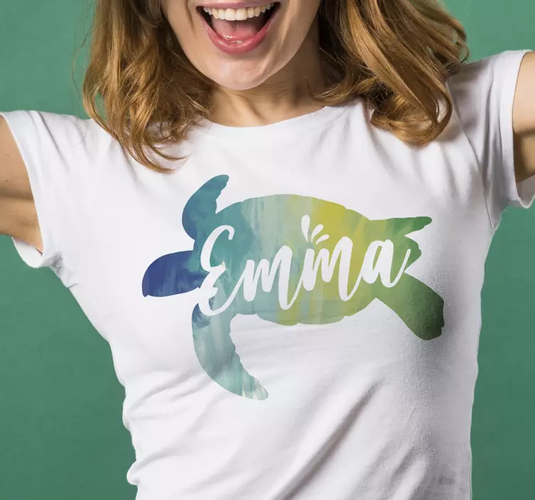 Personalisierbares T-Shirt Bunte Schildkröte - TenStickers