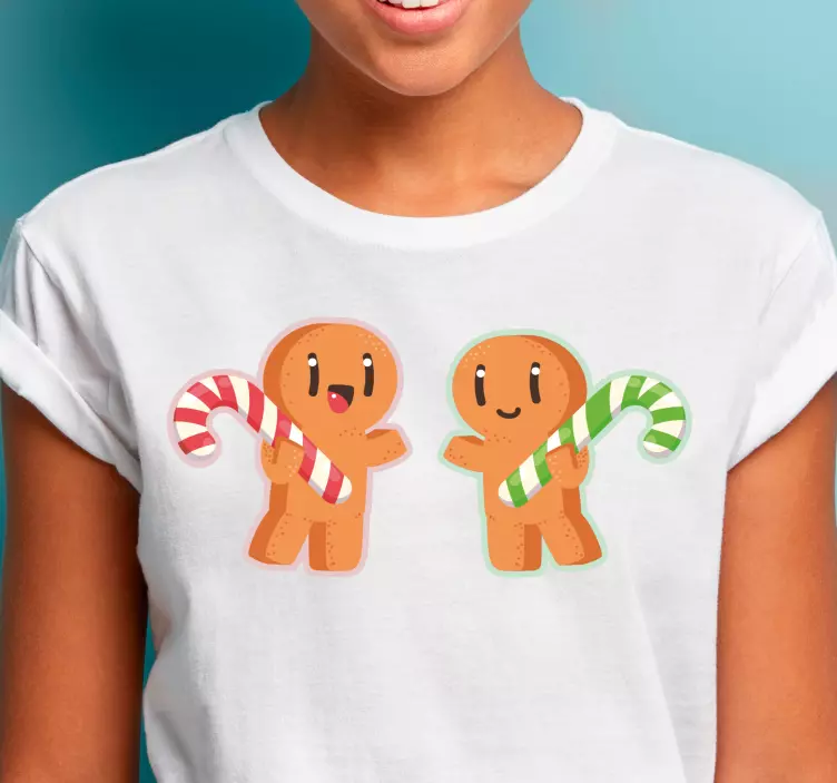 Weihnachts T Shirt Lebkuchenmann mit Zuckerstange - TenStickers