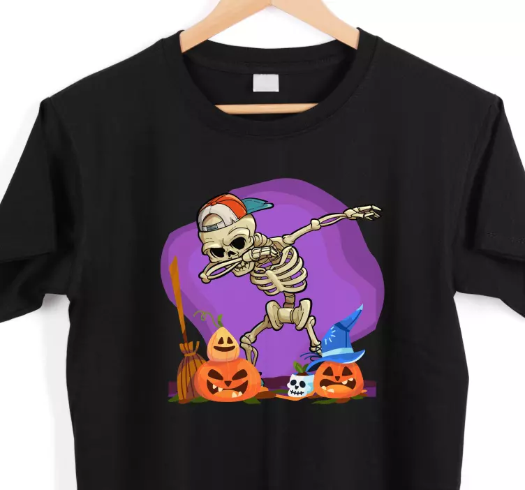 T Shirt Halloween Cartoon-skelett macht einen klecks - TenStickers