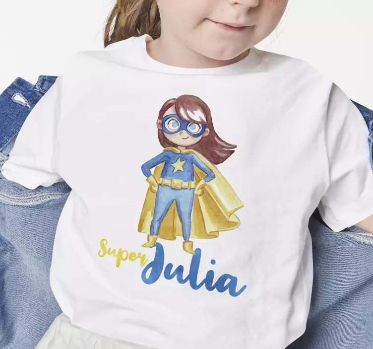 Kinder T Shirt mit Namen Mädchen Superheldin - TenStickers