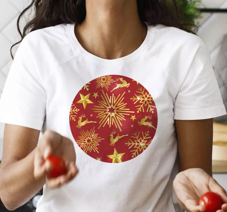 Weihnacht T Shirt rote rentiersterne - TenStickers
