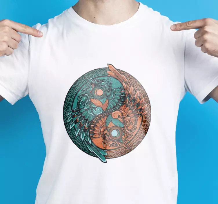 Yin yang eule illustration benutzerdefiniertes T-Shirt - TenStickers