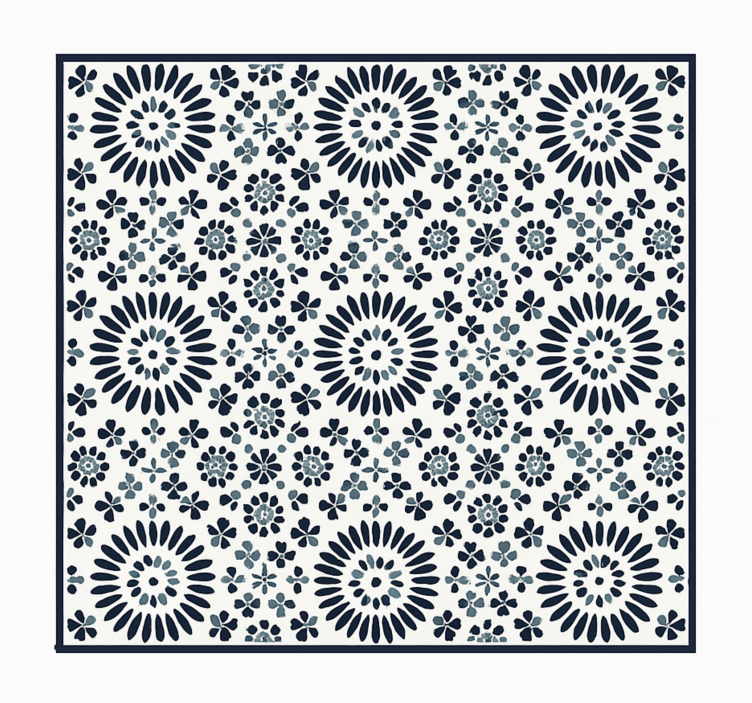Vinyl Teppich blau geometrisches blumenmuster - TenStickers