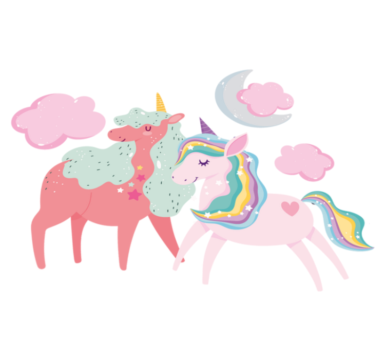 Vinyl teppich tiere kleines einhorn mit stute - TenStickers