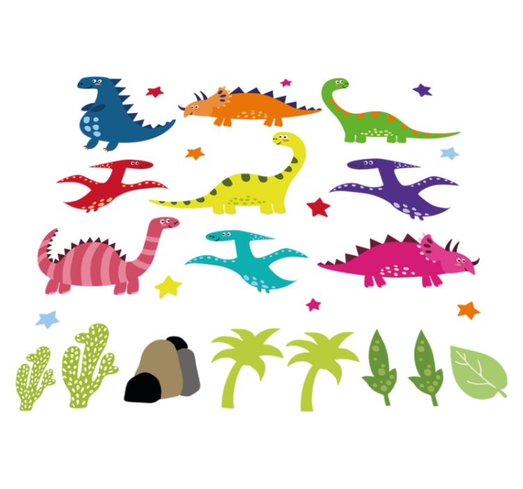 Vinyl teppich tiere nordische bunte dinosaurier set - TenStickers