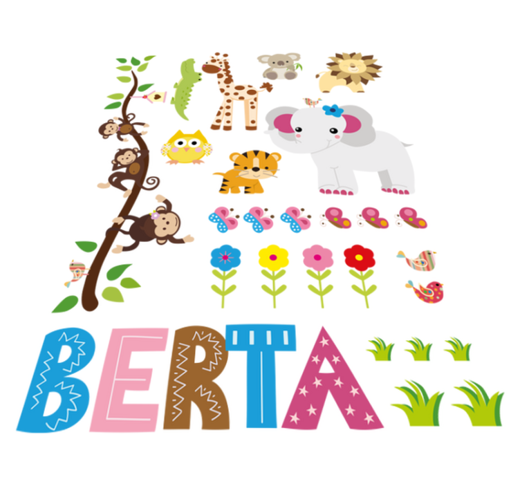 Vinyl teppich tiere dschungelbaum mit namen - TenStickers