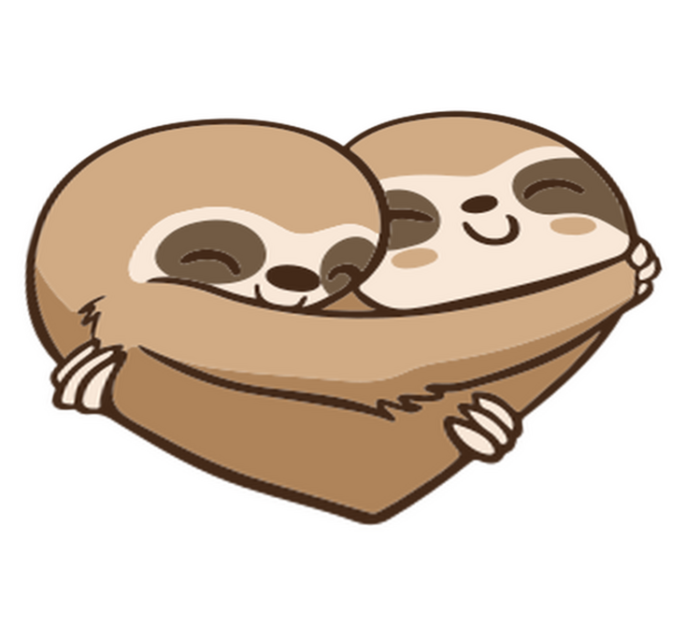 Vinyl teppich tiere mit anime faultier herz - TenStickers