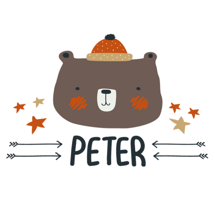 Vinyl teppich tiere nordic süßer bär personalisiert - TenStickers