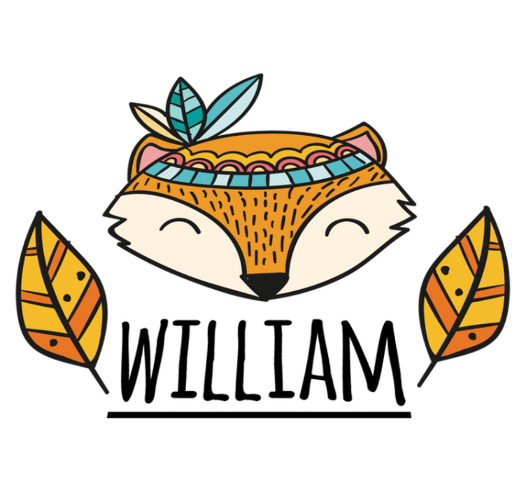 Vinyl teppich tiere nordic fuchs mit federn personalisiert - TenStickers