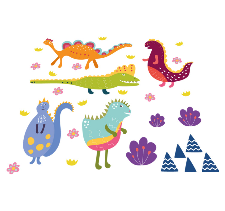Vinyl teppich tiere nordic dinosaurier handgemalt set - TenStickers