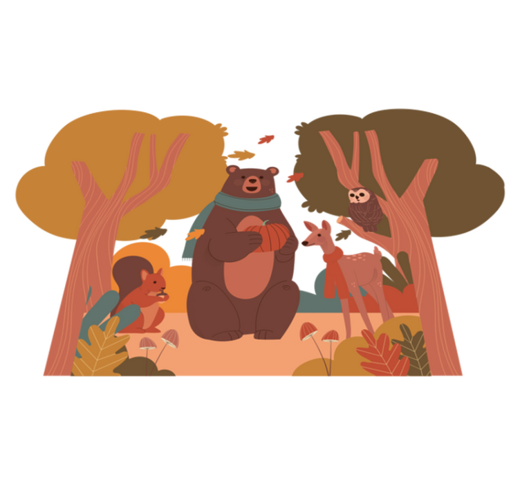 Vinyl teppich tiere herbstwaldtiere - TenStickers