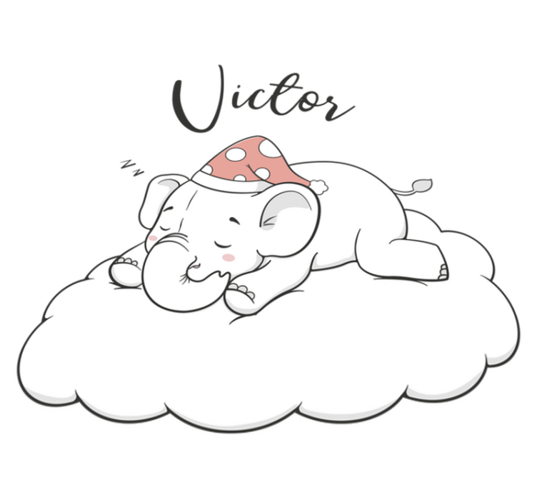 Vinyl teppich tiere elefant in den wolken mit namen - TenStickers