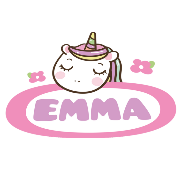 Vinyl teppich tiere mit buntem namensschild einhorn - TenStickers