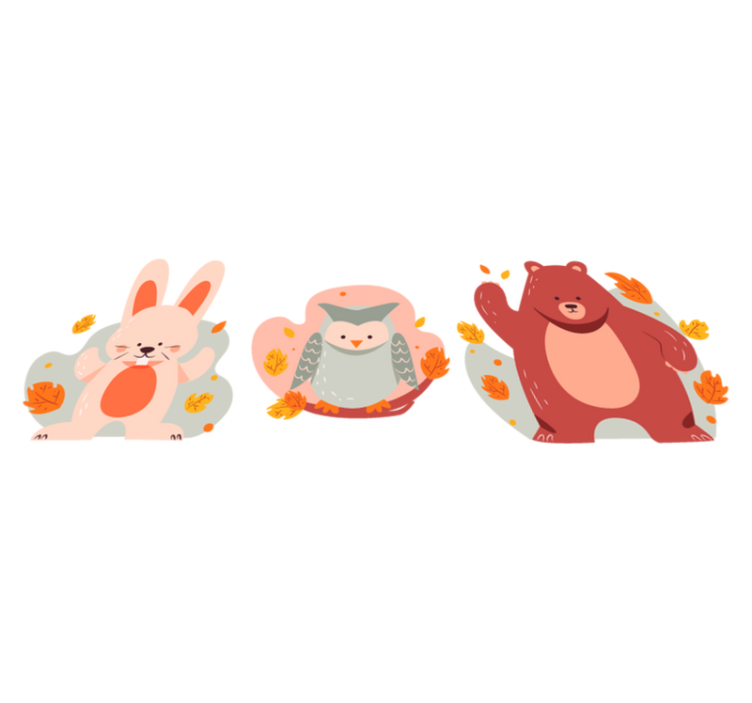 Vinyl teppich tiere bär und holzkaninchen - TenStickers