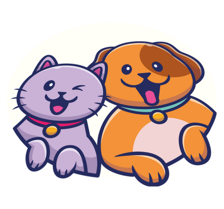 Vinyl teppich tiere verspielt katze hund - TenStickers