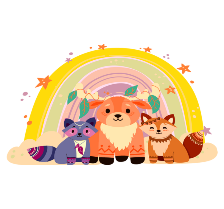 Vinyl teppich tiere charmante tiergruppe - TenStickers