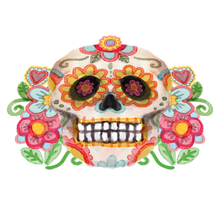 Vinyl teppich halloween aquarella floraler totenkopf - TenStickers